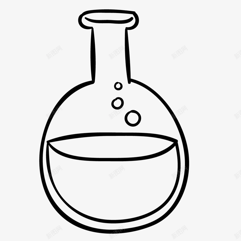 手绘烧瓶图标png_新图网 https://ixintu.com 实验用品 手绘图 插图 烧瓶 玻璃瓶 简笔图