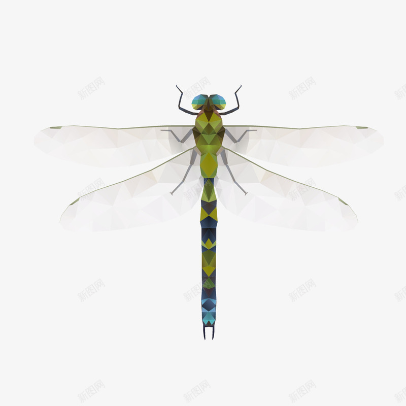 绿色蜻蜓png免抠素材_新图网 https://ixintu.com 一只 卡通 手绘 白色 简图 绿色 翅膀 蜻蜓
