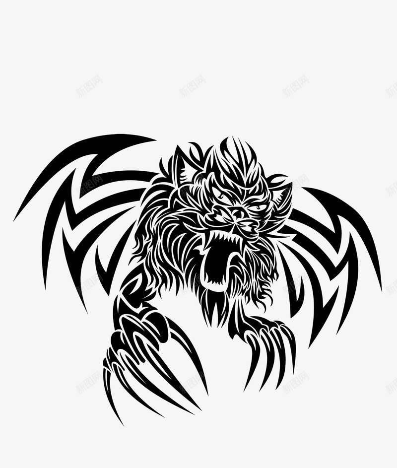 黑色动物纹身图案png免抠素材_新图网 https://ixintu.com 个性 动物 图案 张扬 纹身 黑色