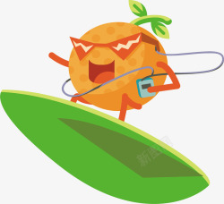 冲浪橙子冲浪的橙子小人高清图片