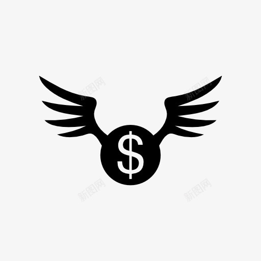 长翅膀的美元硬币图标png_新图网 https://ixintu.com 美元
