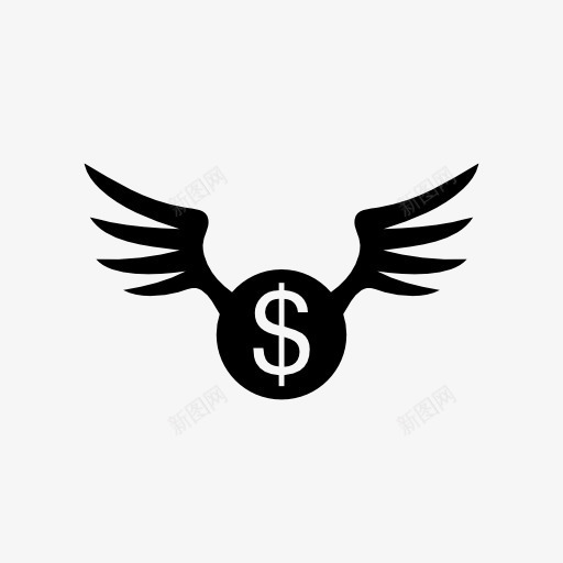长翅膀的美元硬币图标png_新图网 https://ixintu.com 美元