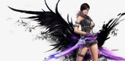 紫色武器黑翅膀女生素材