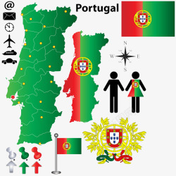葡萄牙国旗地图素材