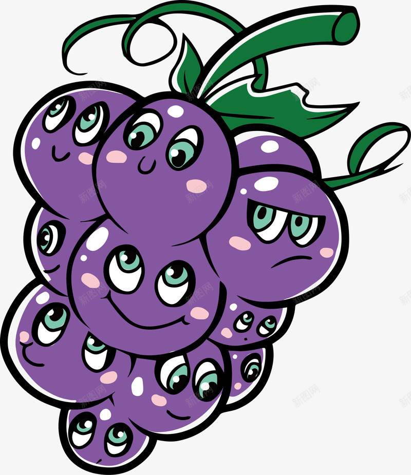 精美紫色葡萄水果表情矢量图ai免抠素材_新图网 https://ixintu.com 卡通 水果 水果表情 紫色 紫色葡萄 表情 矢量图