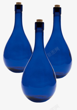 蓝色玻璃酒瓶素材
