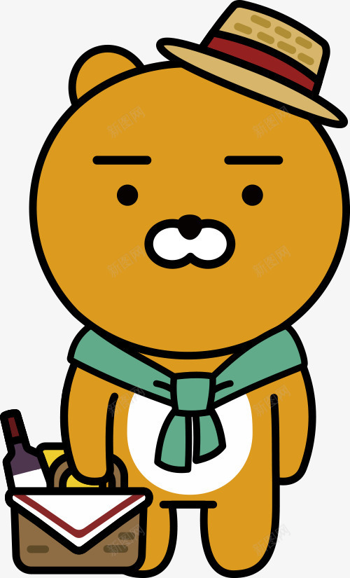 戴帽子的卡通小熊png免抠素材_新图网 https://ixintu.com 动漫动画 动物 卡通手绘 啤酒 小熊 小篮子 帽子 装饰图 黄色小熊