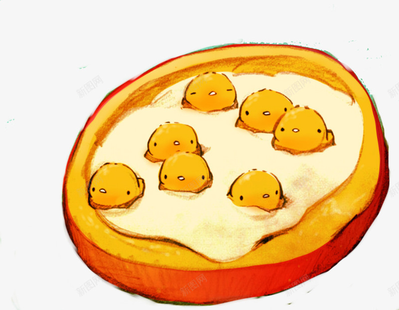 馅饼小鸡png免抠素材_新图网 https://ixintu.com 卡通 可爱 小鸡崽 手绘 甜点 萌 蛋糕 面包 食品 食物