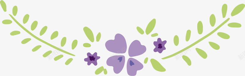 紫色小花和小草png免抠素材_新图网 https://ixintu.com 小花 小草 手绘 标签 水墨 紫色的 绿色的 装饰
