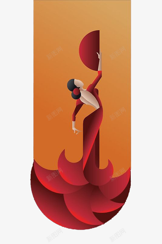 拿扇子的女士png免抠素材_新图网 https://ixintu.com 卡通樱花红色扇子 扇子 红头饰 红色衣服 跳舞