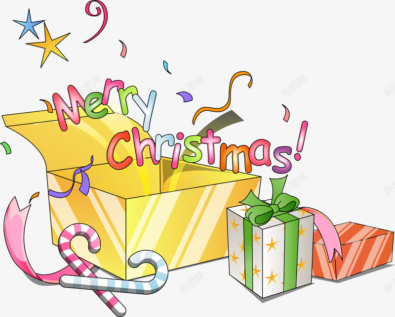黄色圣诞节礼物堆png免抠素材_新图网 https://ixintu.com Christmas Merry 圣诞礼物 拐杖糖果 礼品 黄色礼盒