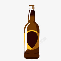 黑黄色卡通瓶装啤酒矢量图素材