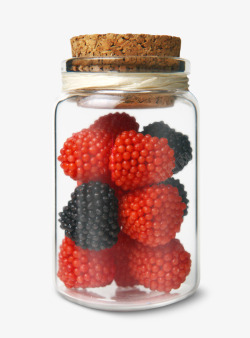 玻璃瓶中的树莓素材