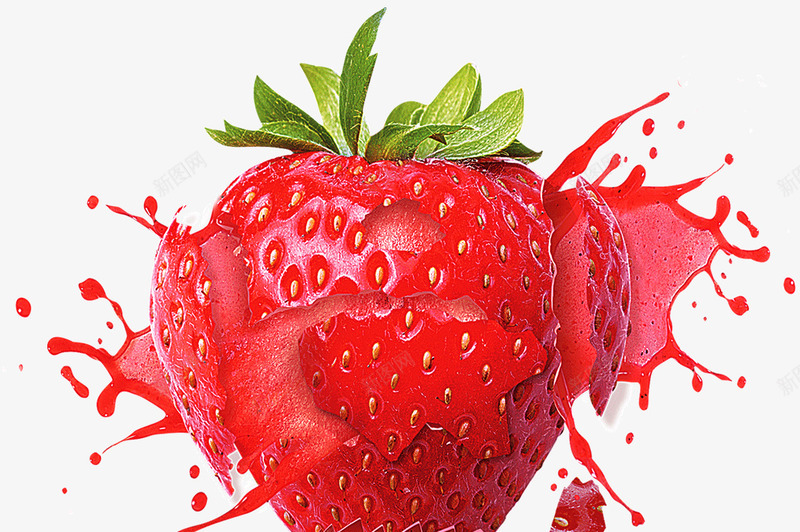 飞溅草莓果汁png免抠素材_新图网 https://ixintu.com 图案设计 红色草莓 草莓 飞溅
