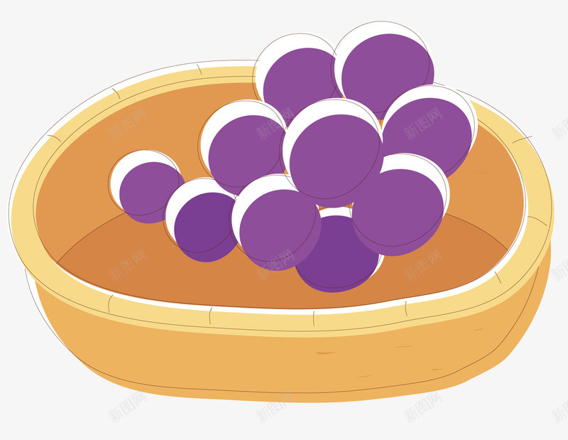 盘子里的葡萄png免抠素材_新图网 https://ixintu.com 卡通手绘 木盘子 水果 白色 紫色食物 菜市场 超市 酸甜 食品