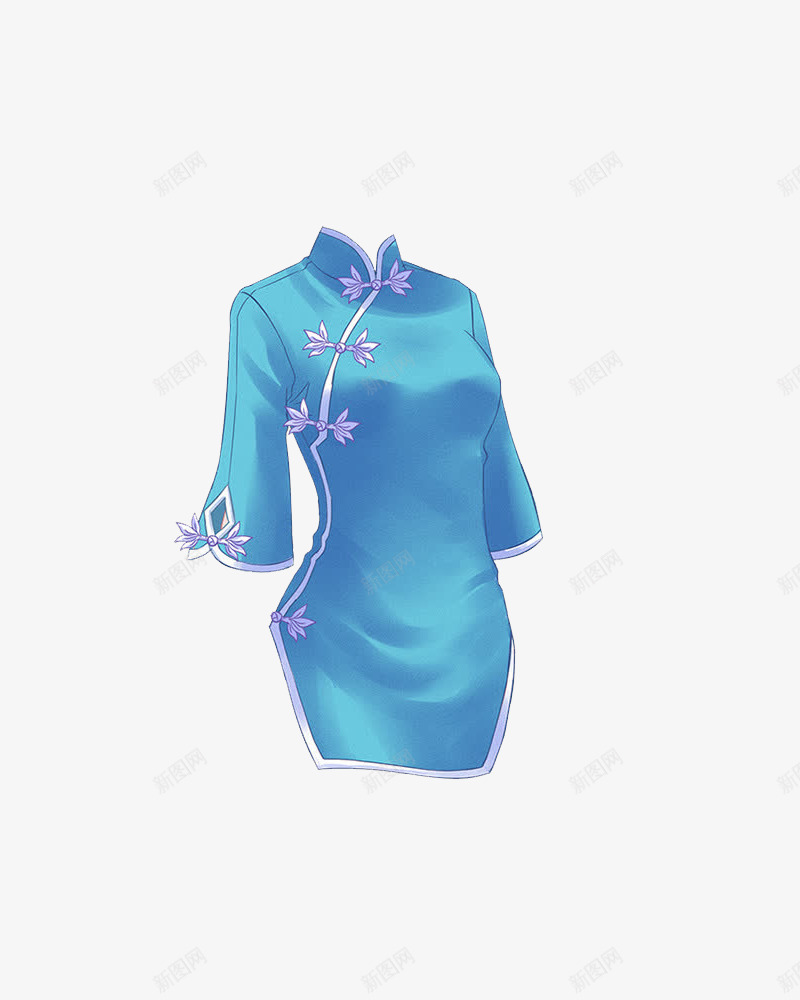 蓝色旗袍png免抠素材_新图网 https://ixintu.com 中国风 旗袍 蓝色 衣服
