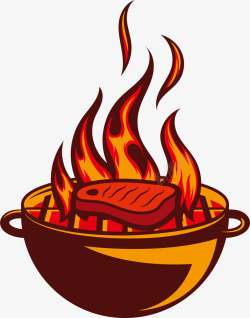 烧烤美食节红色立体火焰烤炉高清图片