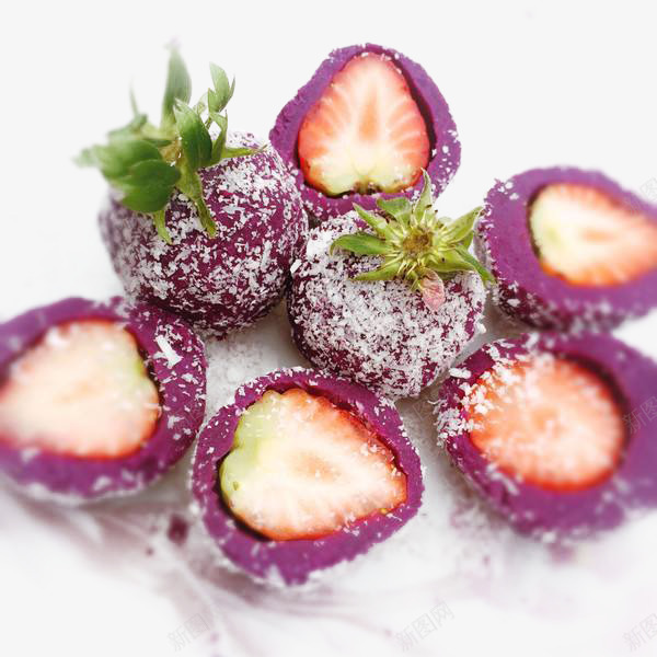 草莓紫薯球psd免抠素材_新图网 https://ixintu.com 小吃 紫薯球 草莓 食品
