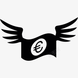 欧元钞票欧元钞票的翅膀图标高清图片