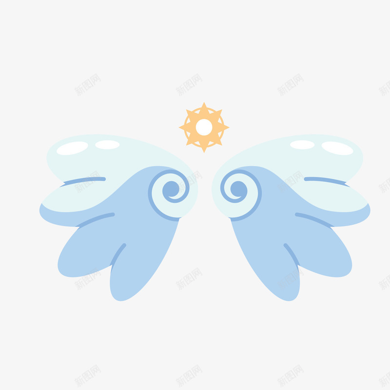 蓝色天使翅膀png免抠素材_新图网 https://ixintu.com 卡通翅膀 天使翅膀 白色翅膀 背景装饰 蓝色翅膀