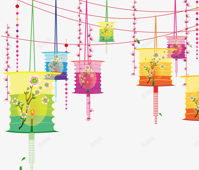 彩色灯笼psd免抠素材_新图网 https://ixintu.com 五彩缤纷 春季素材 灯笼素材 点缀 装饰