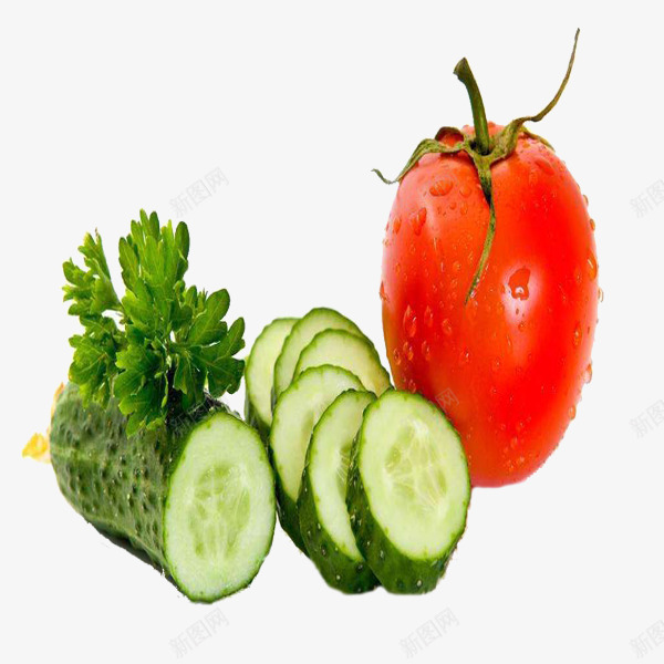 黄瓜和番茄png免抠素材_新图网 https://ixintu.com 新鲜 番茄 番茄树 素食 绿色植物 蔬菜 黄瓜片