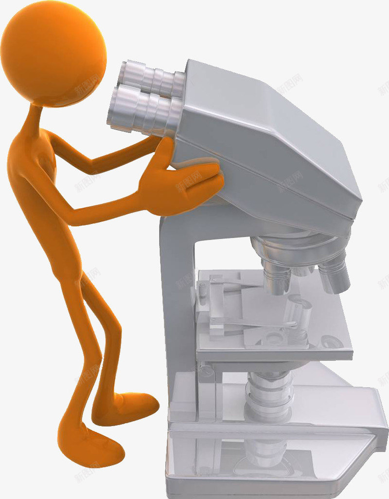 趣味小人观看显微镜png免抠素材_新图网 https://ixintu.com 产品实物 实验 教学 生物显微镜