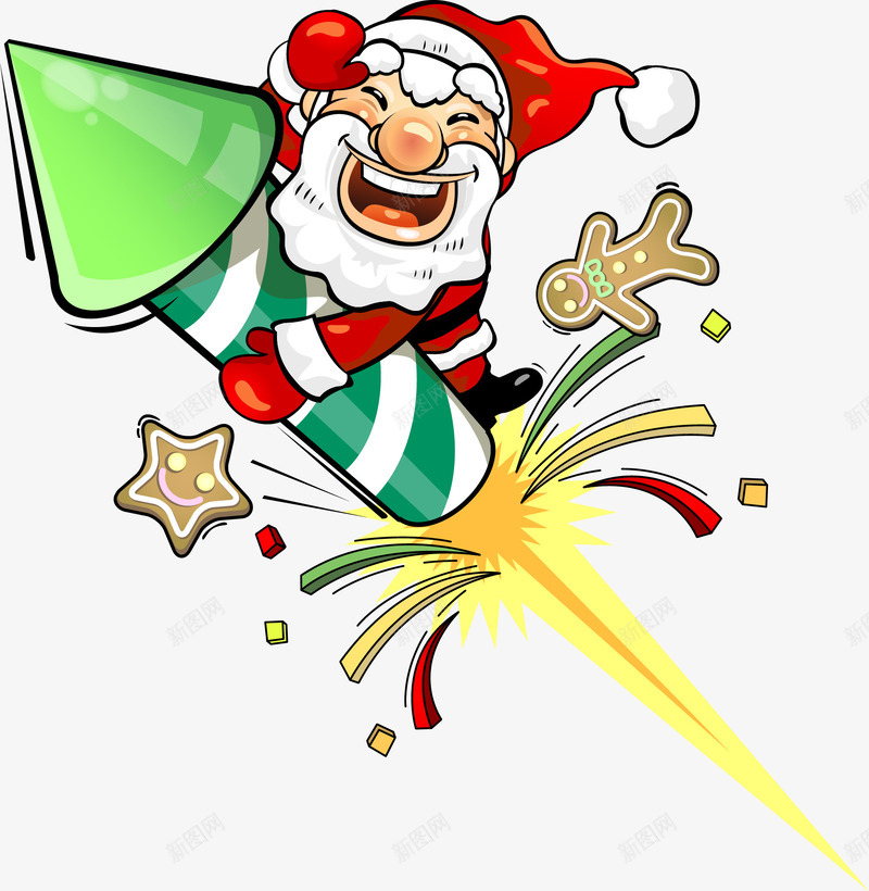 卡通火箭圣诞老人png免抠素材_新图网 https://ixintu.com 卡通火箭 圣诞快乐 圣诞老人 圣诞节 小人饼干 新年快乐 装饰图案