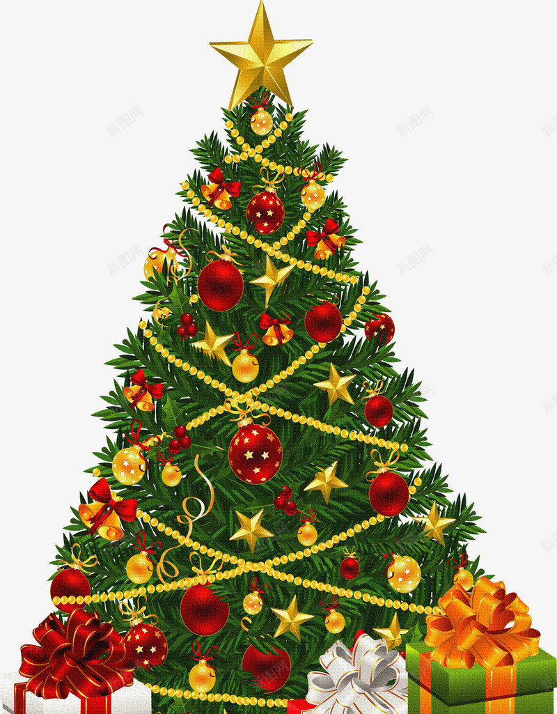 圣诞树五角星圆球png免抠素材_新图网 https://ixintu.com 五角星 圆球 圣诞树