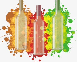 装饰图案水彩葡萄酒瓶矢量图素材