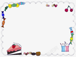小鱼花纹草莓蛋糕边框高清图片