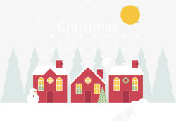 雪地上的红色圣诞小屋素材