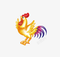 金色的鸡展开翅膀的公鸡高清图片