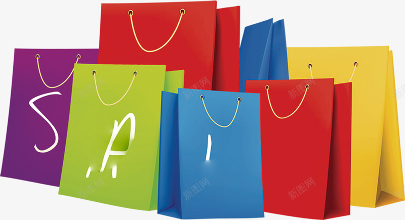 彩色创意彩绘购物袋png免抠素材_新图网 https://ixintu.com 创意 彩绘 彩色 购物