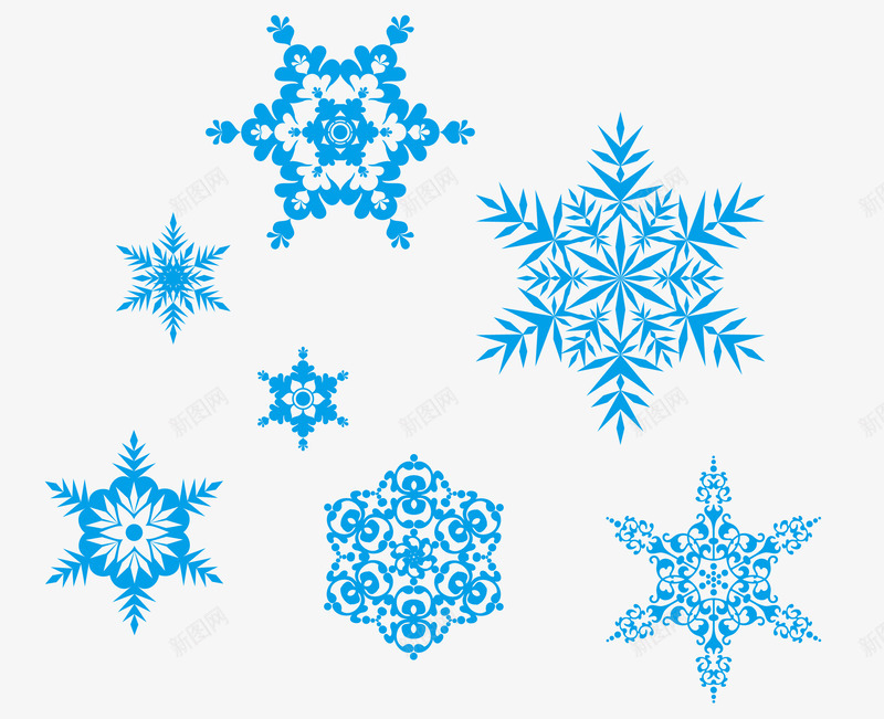 雪花元素png免抠素材_新图网 https://ixintu.com 雪花蓝底冬天