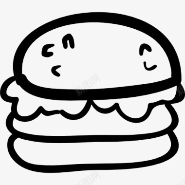 手绘的汉堡图标图标