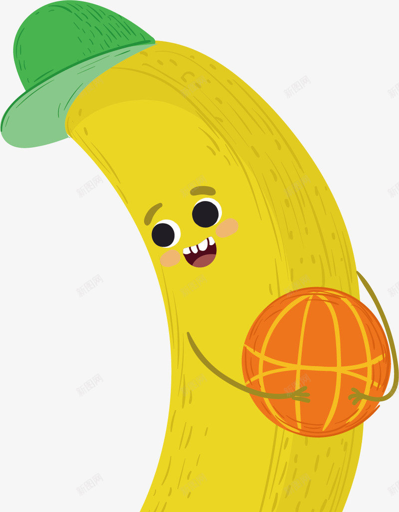打篮球的香蕉小人png免抠素材_新图网 https://ixintu.com 卡通香蕉 打篮球 矢量素材 香蕉小人 黄色