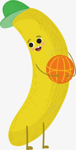 打篮球的香蕉小人素材