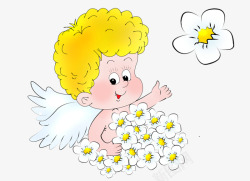 云端的金发天使矢量翅膀小男孩高清图片