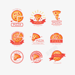 披萨标识红色简约意大利披萨标识矢量图图标高清图片
