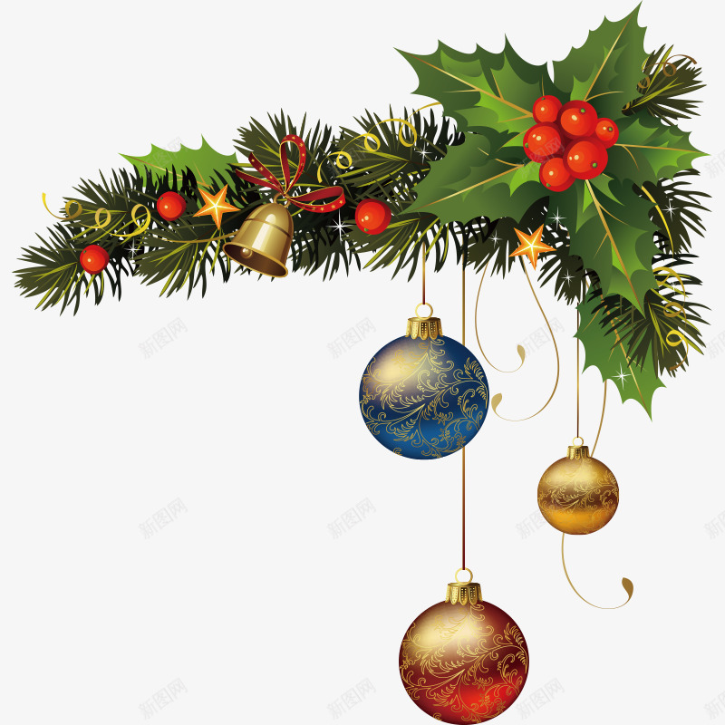圣诞彩色铃铛png免抠素材_新图网 https://ixintu.com 圆球 圣诞 彩色 树 铃铛