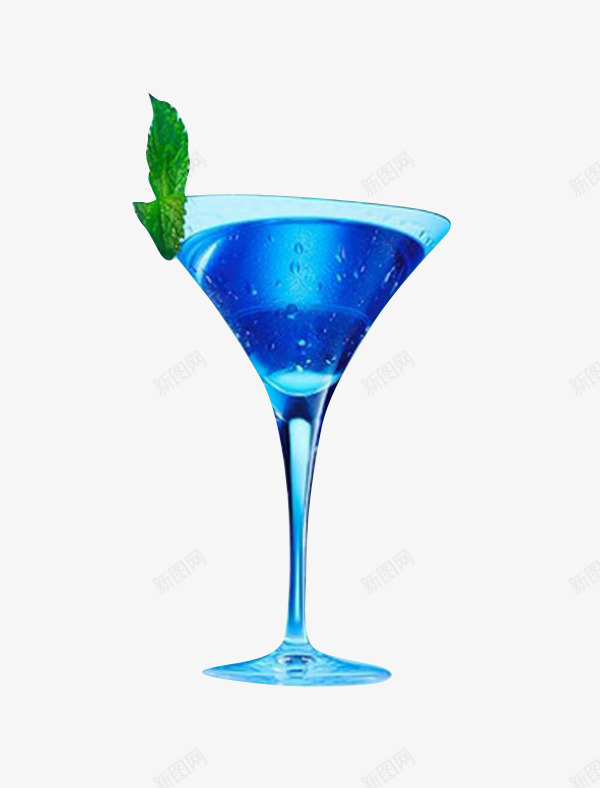 鸡尾酒png免抠素材_新图网 https://ixintu.com 蓝色 透明玻璃杯 高脚杯