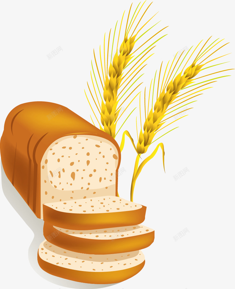 小麦面包片png免抠素材_新图网 https://ixintu.com 卡通 小麦面包片矢量素材免费下载 烘焙食品 美食 面包 麦穗