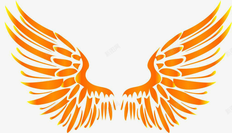 对称橙色翅膀png免抠素材_新图网 https://ixintu.com 对称 橙色 翅膀