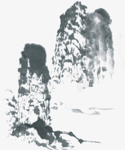平面中国画素材假山片高清图片