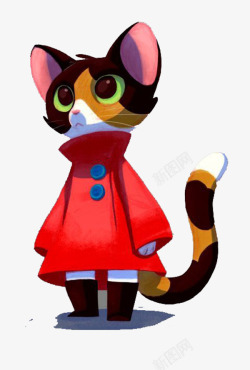 长尾巴猫穿红衣服的猫高清图片