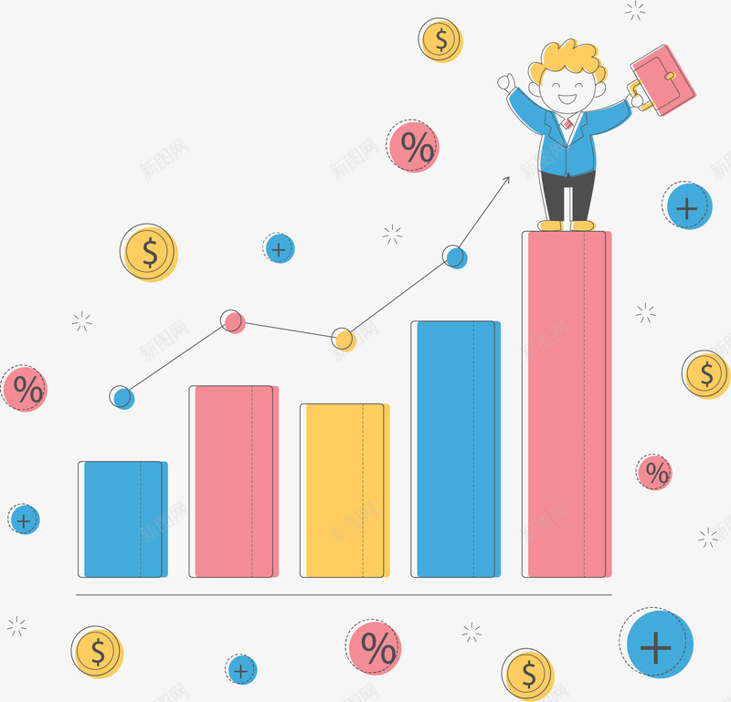 上升业绩商务小人矢量图ai免抠素材_新图网 https://ixintu.com 上升业绩 上升台阶 台阶 商务小人 增长业绩 矢量png 矢量图