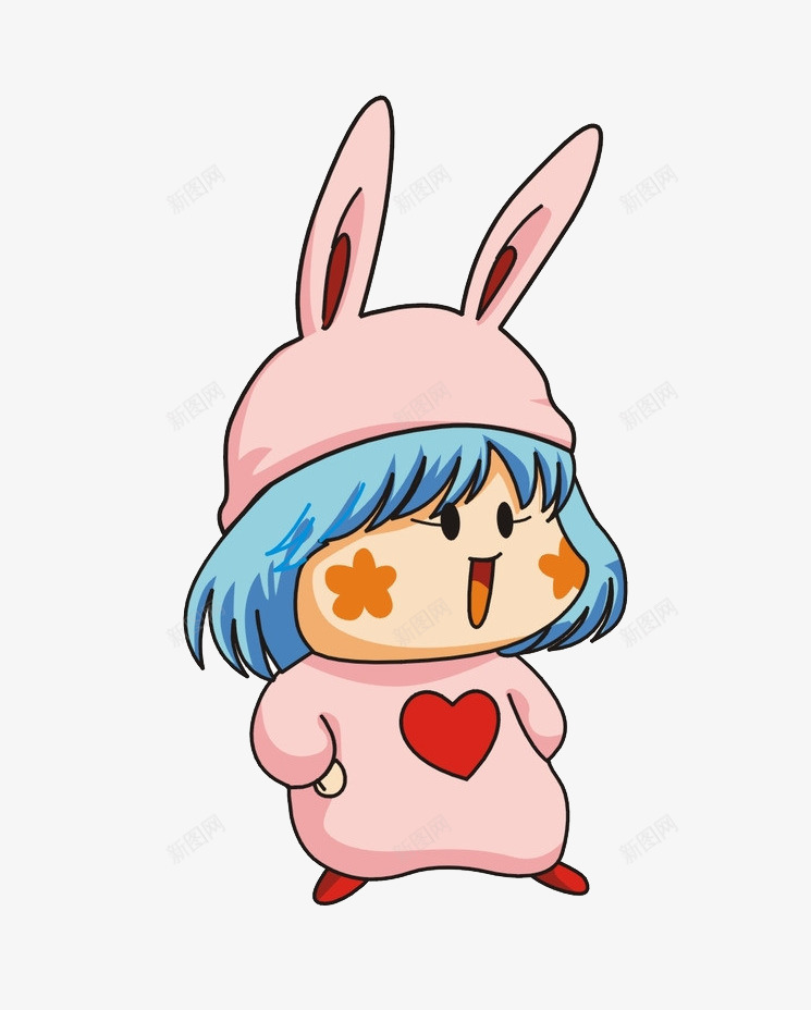 可爱女孩带着帽子png免抠素材_新图网 https://ixintu.com 兔耳朵 帽子 爱心 粉色 衣服