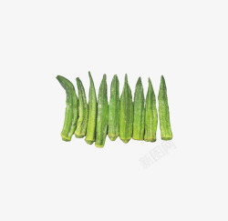 新鲜蔬菜干产品实物一排秋葵高清图片