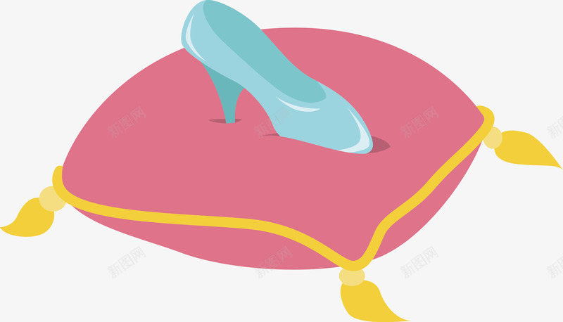 水晶鞋png免抠素材_新图网 https://ixintu.com 灰姑娘 玻璃鞋 童话 粉色垫子
